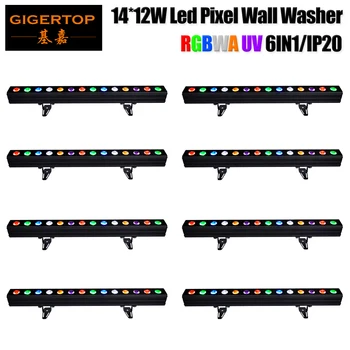 Pret Wholesales 8 Unitate 14x12W RGBWAUV 6IN1 Interior Liniare cu LED Tub Lumina Buna Dimmer Iesire Potop de lumină și de Spălare de Perete 110V-220V