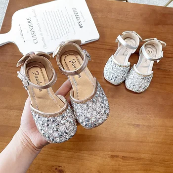 Primavara-Vara Nou pentru Copii Fete de Moda Stras Baotou Moale Sandale Performanța Copiilor de Cristal Pantofi Fete Pantofi de Prințesă
