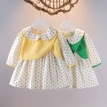 Primăvara copilul fetita haine vesta florale rochie cu mâneci lungi pentru fete haine pentru copii de 1 an copii ziua de nastere rochii rochie