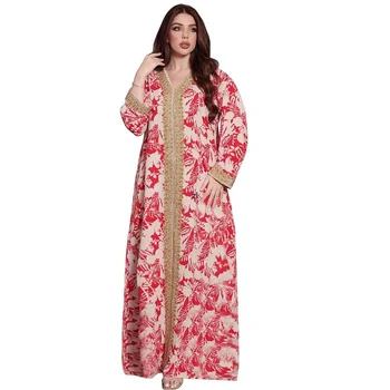 Ramadan Moda Musulmană Abaya 2022 African Print Dashiki Haine Femei Maxi Rochie Cu Maneci Lungi Rochii Ankara Fata Rochie De Petrecere