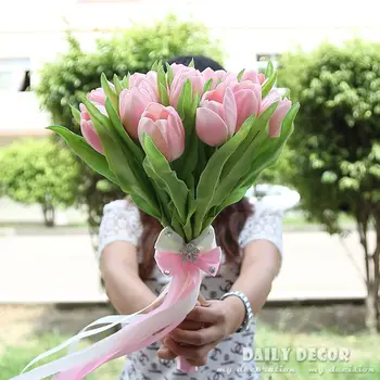 Real Touch PU Lalele / Calla nunta buchet de mireasa mireasa care Deține / dețin flori de nunta buchet de flori artificiale transport gratuit