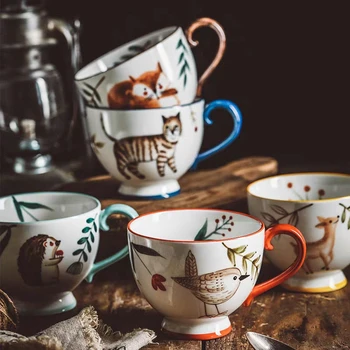 Retro Stil Nordic Ceramice Cana De Cafea Animale De Mână-Pictat Micul Dejun Lapte Cu Ceai Ceașcă Suc De Bucătărie Bea Cereale Drinkware Cana
