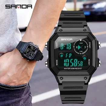 SANDA Bărbați Ceas Sport rezistent la apa 50M Militare de Afișare Ceas Ceasuri 2022 Digitale Moderne Reloj Hombre de Moda de Lux