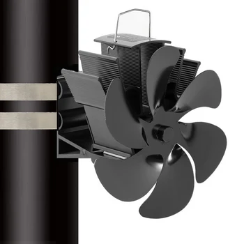 Semineu Ventilator de Căldură Alimentat Aragaz Fan Clemă Tip 6 Lame 50-350°C Operare Eficientă de Distribuție a Căldurii Ventilator pentru Soba pe Lemne