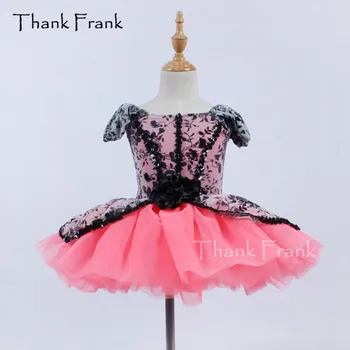 Sequin Lace Balet Tutu Dress Fete Adult Puff Maneca Floare De Dans Costum Multumesc Frank C395
