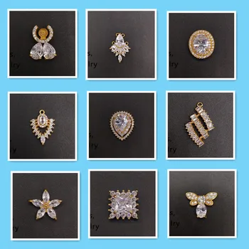 Structură Farmec Pandantive pentru a face bijuterii de Aur Zircon Butonul 100buc Fulg de nea Cristal Zircon Înfrumusețarea Accesorii pentru femei