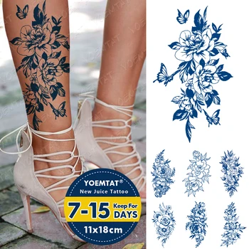 Suc De Durată Impermeabil Tatuaj Temporar Autocolant Flori Bujor Geisha Butterfly Flash Tatuaje Feminine De Cerneală Body Art Fals Tatuaj Bărbați