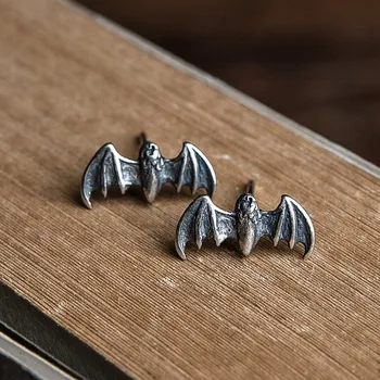 VamGoth1573 925 Sterling Silver Metalic-Porți Bat Stud Cercei Bijuterii Barbati Femei Fabrica De Vânzări Directe, Transport Gratuit