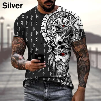 Vara Oamenii Viking Tatuaj de Arta T Shirt de Imprimare 3D T-shirt cu Maneci Scurte Topuri Casual