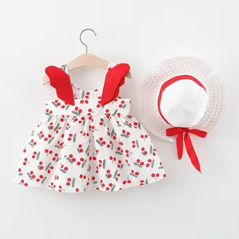 Vara copilul nou-născut haine de fata suspensor rochie de 1 2 ani haine de copii-fete de design de moda printesa rochie de ziua de naștere + hat