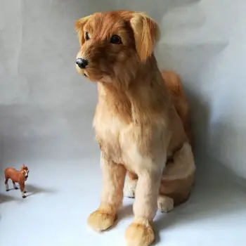 viața reală jucărie Golden retriever câine polietilenă&blanuri mare 50x45cm ghemuit câine model de artizanat, decorațiuni interioare cadou b2038