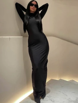 Însorită de Toamnă Sexy Y2K Haine cu Maneca Lunga O-Neck Bodycon Midi Rochii Pentru Femei 2022 Club Petrecere Streetwear rochii Elegante